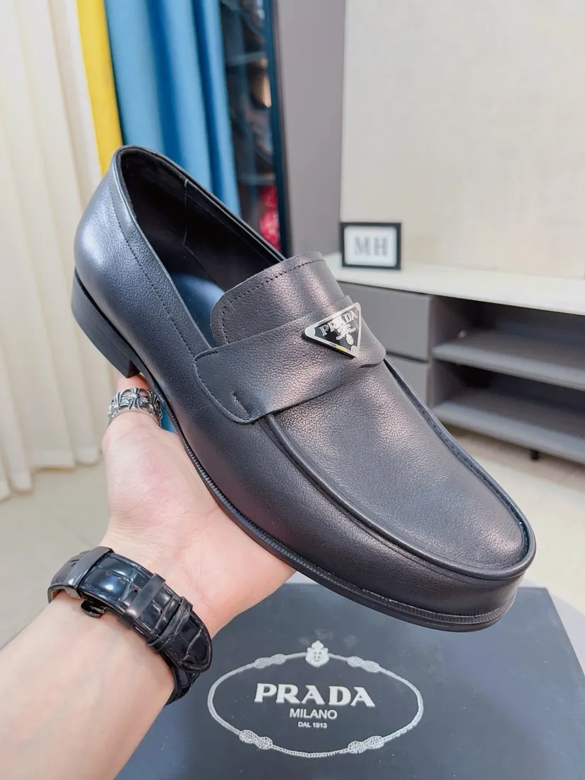 Men's shoes 💰540🌹🌹【PRADA Leather Shoes】Top purchasing agency Original imported Italian custom-made open-edge beaded cowhide leather surface, fully imported water-dyed breathable cowhide lining, original factory special molded sole super comfortable, size: 38-44